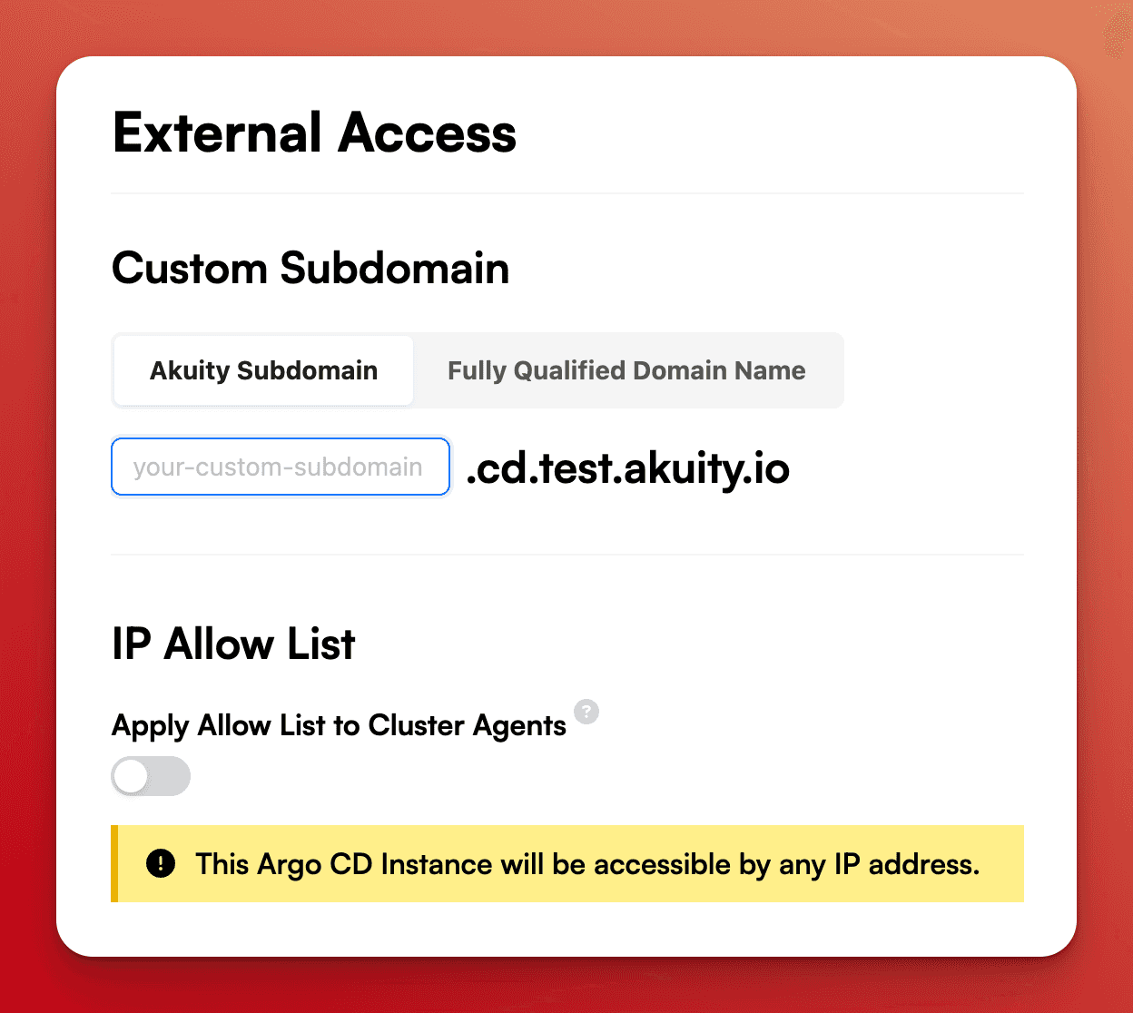 Akuity External Access