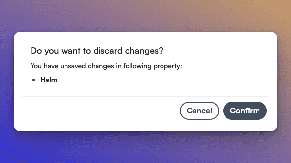 Discard changes prompt